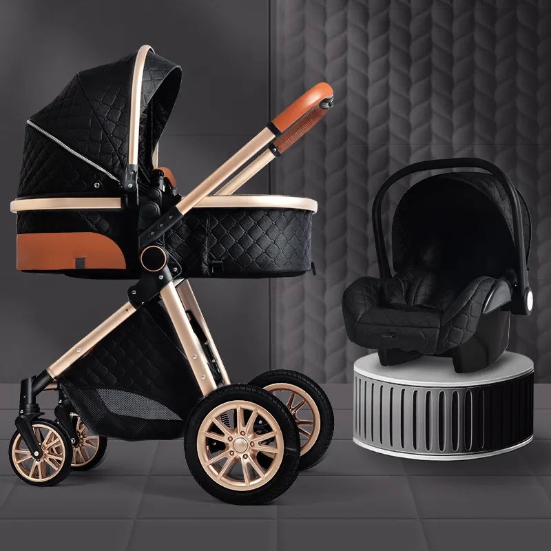 Luxury portable baby stroller 3 in 1, high landscape baby trolley, can sit, can lie,