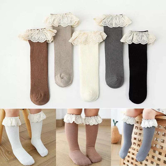 Baby Girls Knee High Socks Long Kids Soft Cotton 0-8y