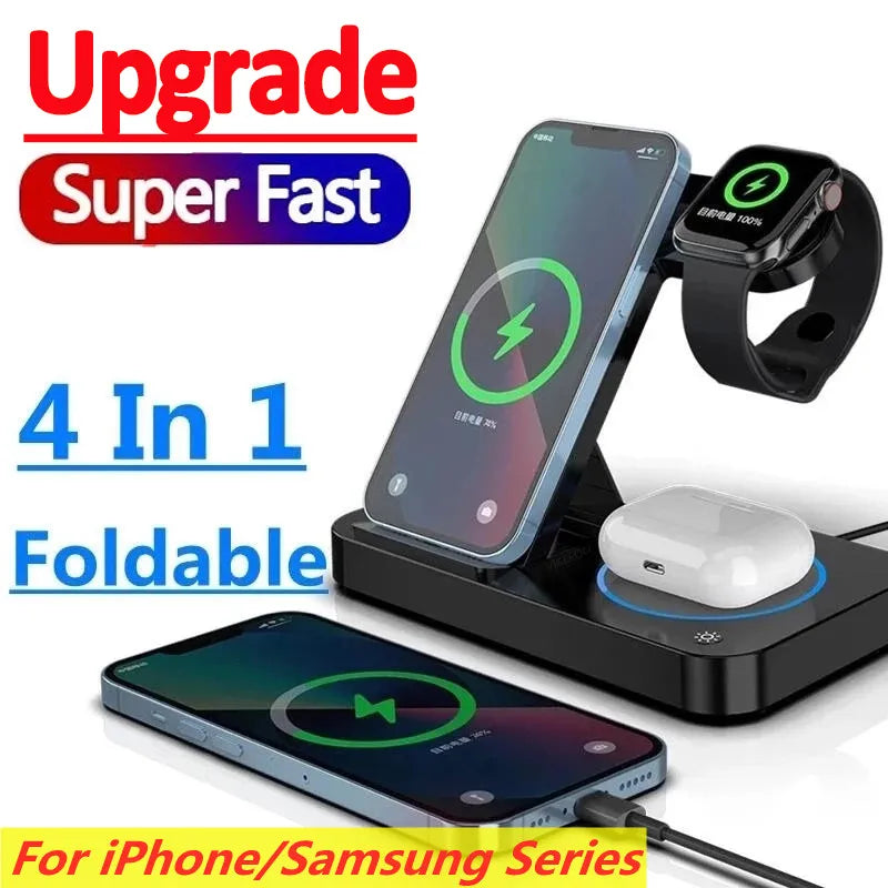 Foldable Wireless Charging Station For iPhone, Samsung Galaxy