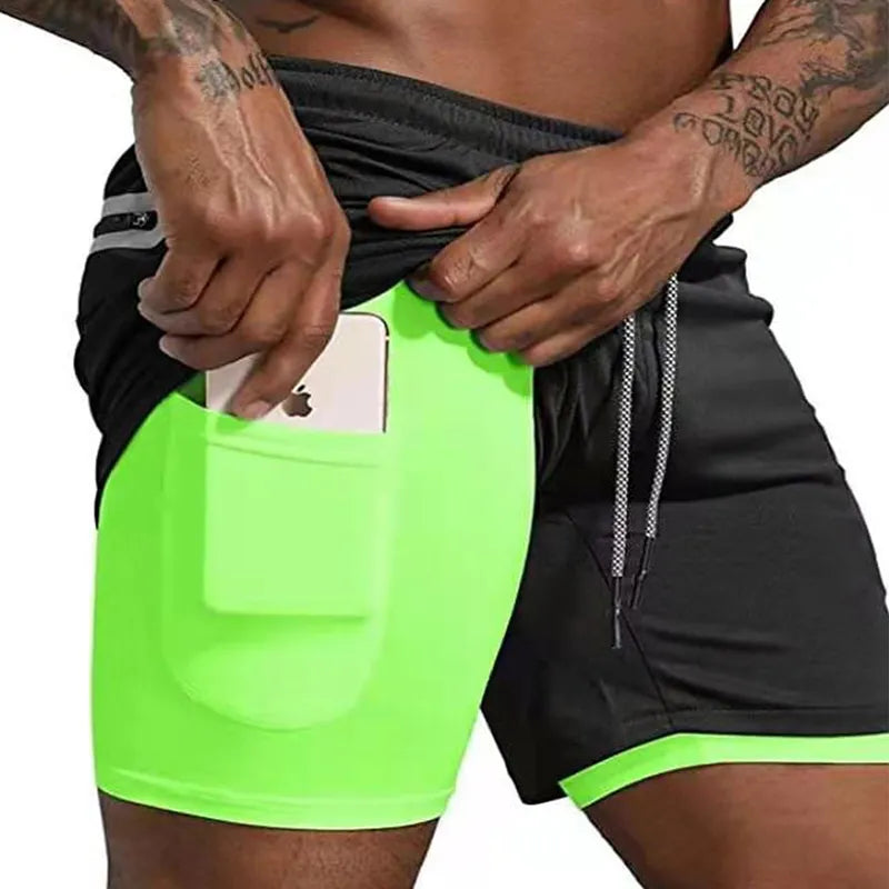 Gyms Fitness Shorts Men Sports 2 In 1 Double