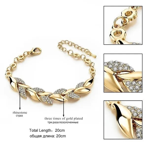 Crystal Golden Leaf Bracelet