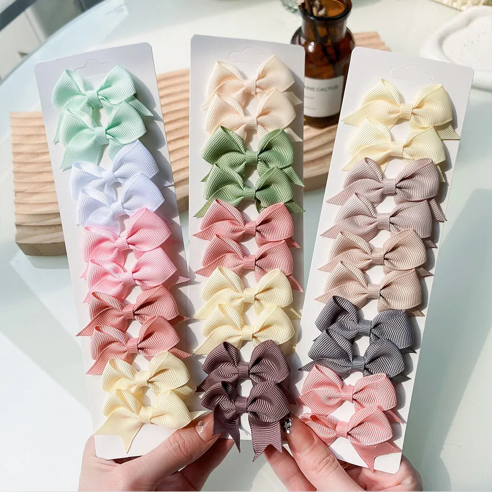 Ribbon Bowknot Hair Clips for Baby Girls 10 PCS