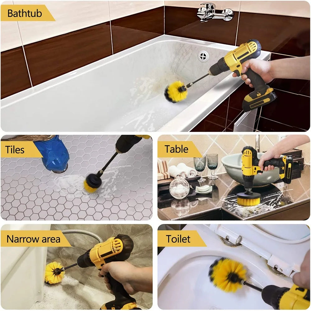 Electric Drill Brush Cleaning For Bathroom Kitchen 12 PCS