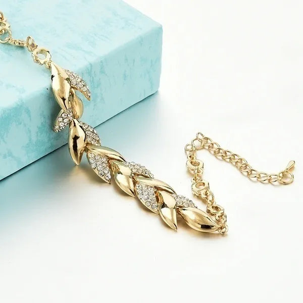 Crystal Golden Leaf Bracelet