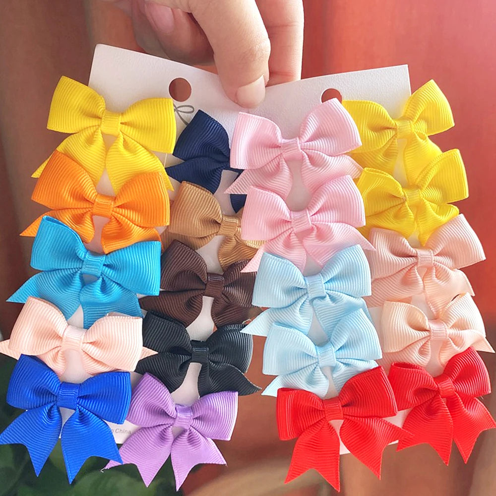 Ribbon Bowknot Hair Clips for Baby Girls 10 PCS