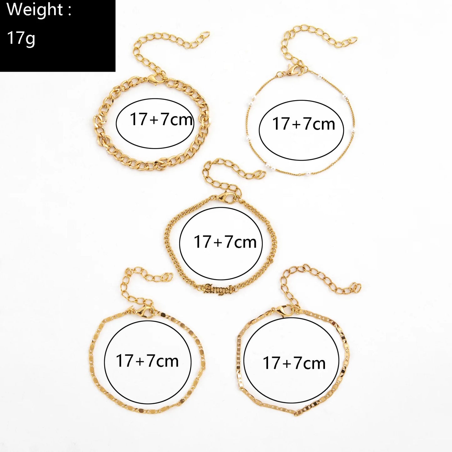 Chain Bracelet Set For Women  5 pcs