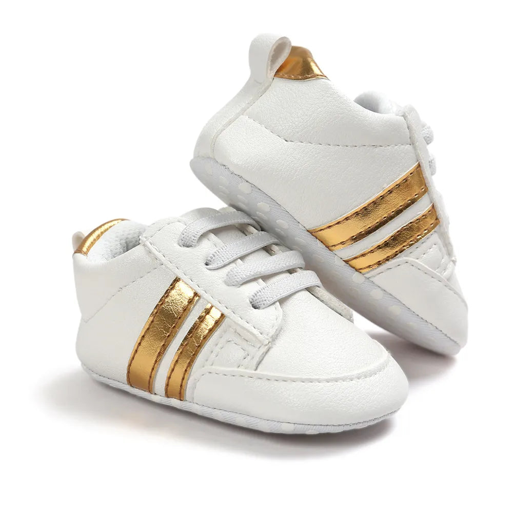 Baby Shoes Newborn Boys Sneaker Girls Two Striped First Walkers