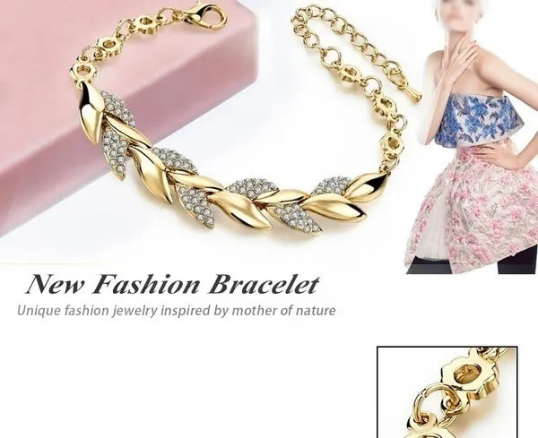 Crystal Golden Leaf Bracelet