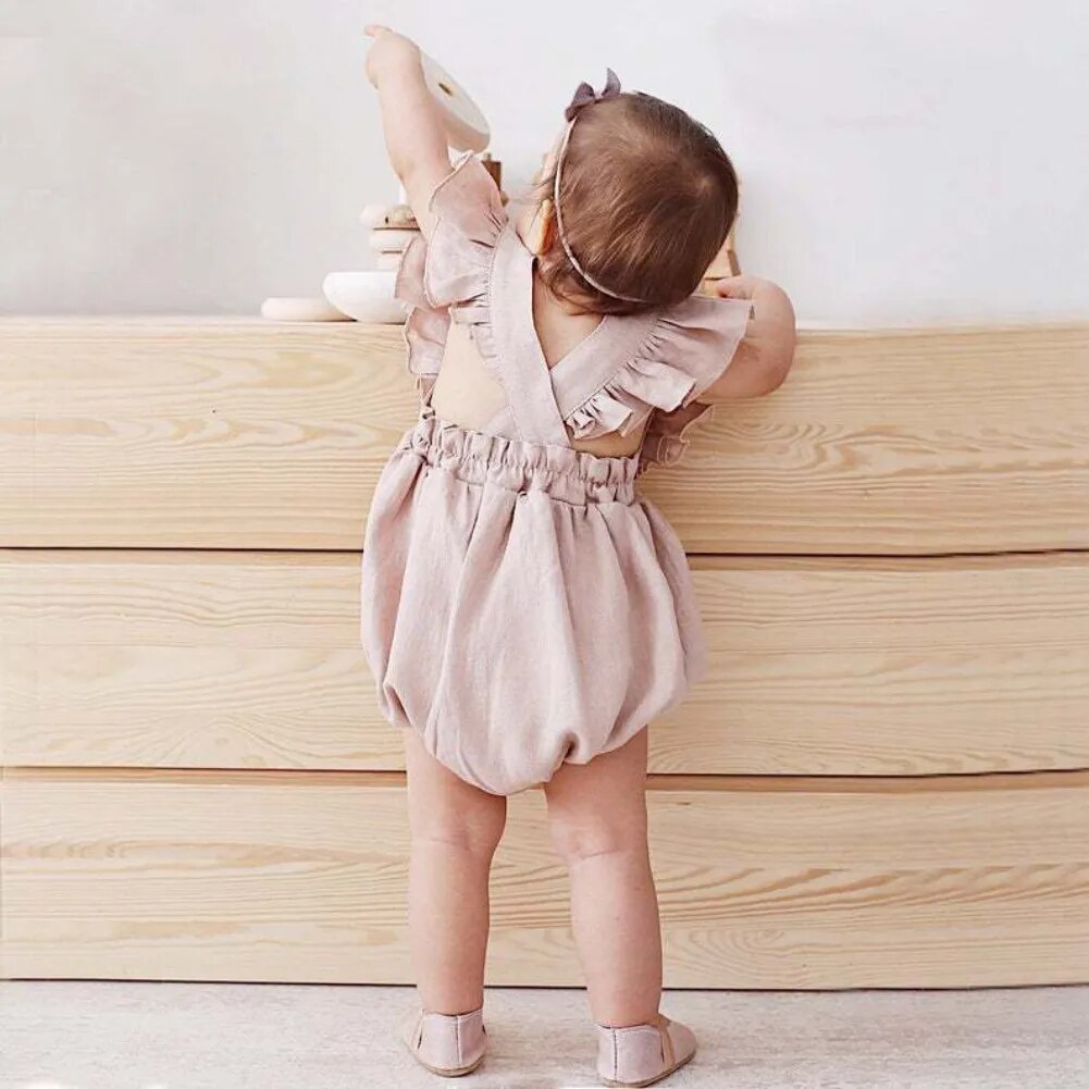 Summer Baby Girls Rompers Cotton Linen