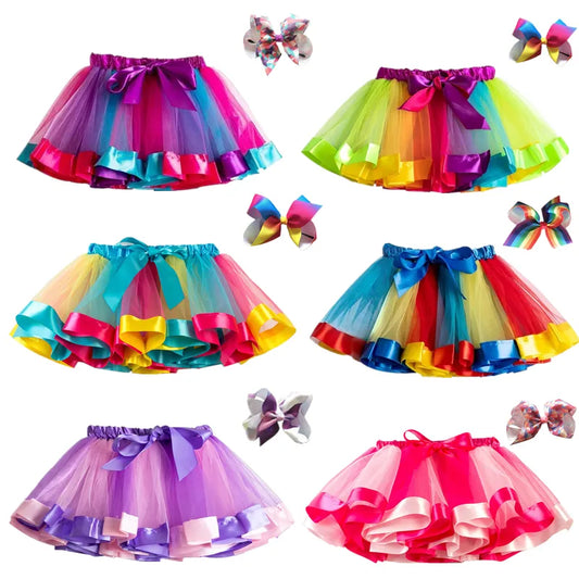 Mini Rainbow Tulle Dance Skirt for Princesses