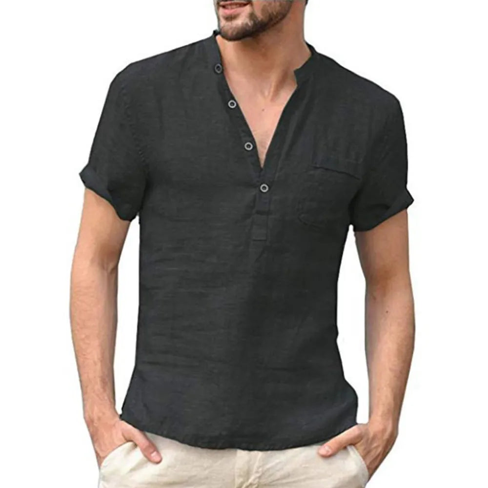 New Men's  T-shirt Cotton Linen