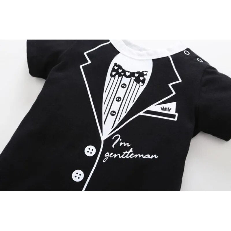 Gentleman Baby Boy Summer Short Sleeve Rompers 0-12M 2 pcs