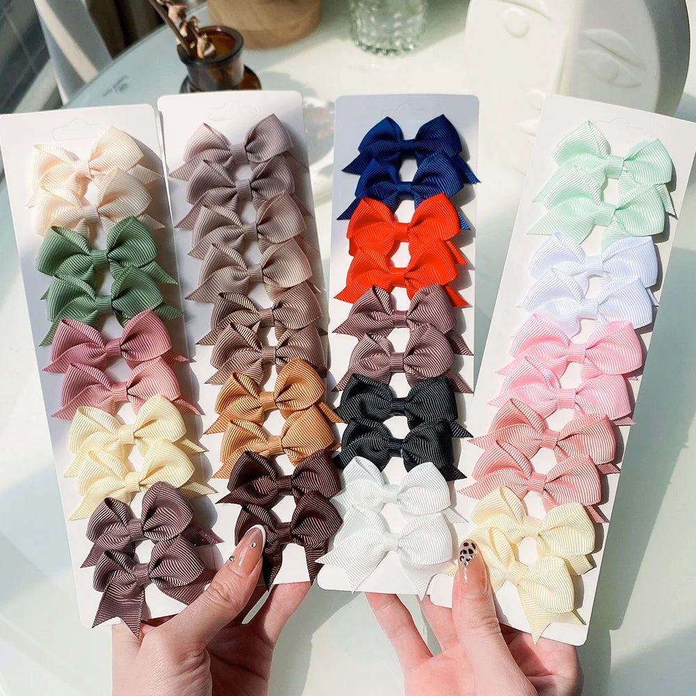 Ribbon Bowknot Hair Clips for Baby Girls 10 PCS