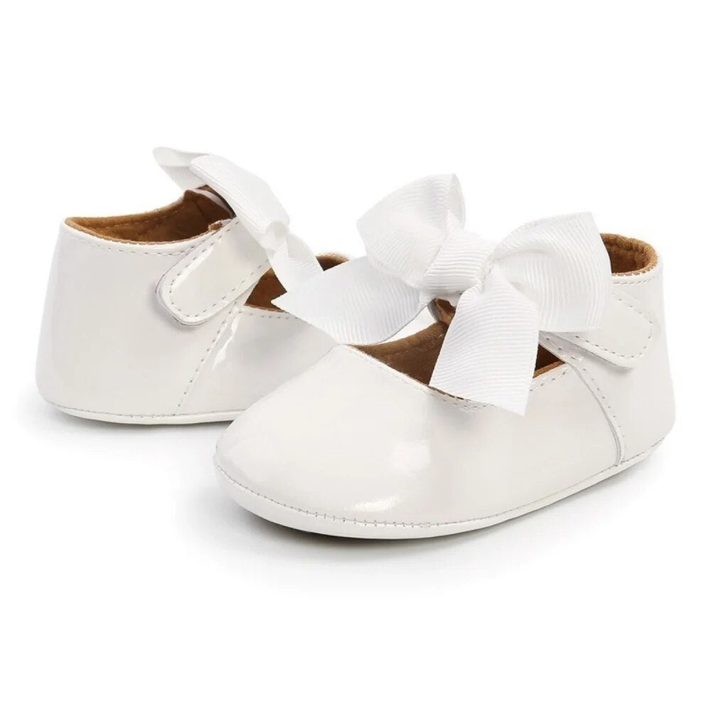 Classic Newborn Baby Boy Girl Shoes with Bowknot Non-Slip Rubber Sole