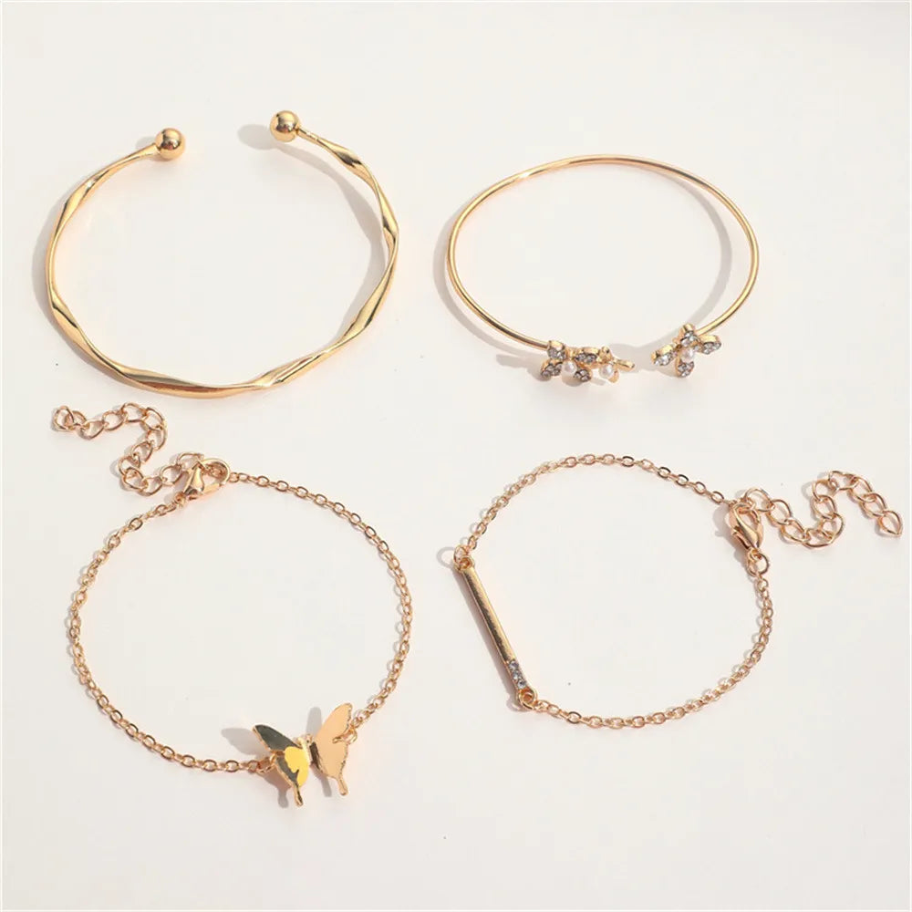 Set of 4 Stainless Steel Butterfly Bracelet