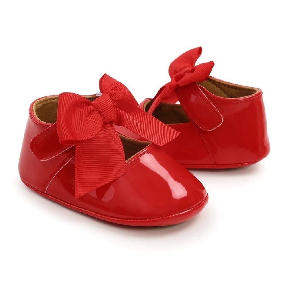 Classic Newborn Baby Boy Girl Shoes with Bowknot Non-Slip Rubber Sole