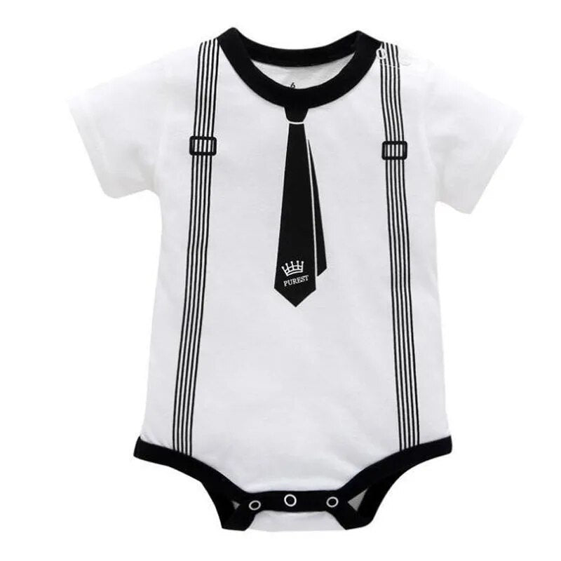 Gentleman Baby Boy Summer Short Sleeve Rompers 0-12M 2 pcs