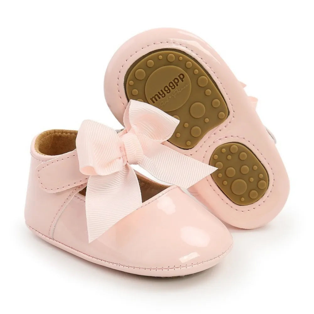 Classic Newborn Baby Boy Girl Shoes with Bowknot Non-Slip Rubber Sole