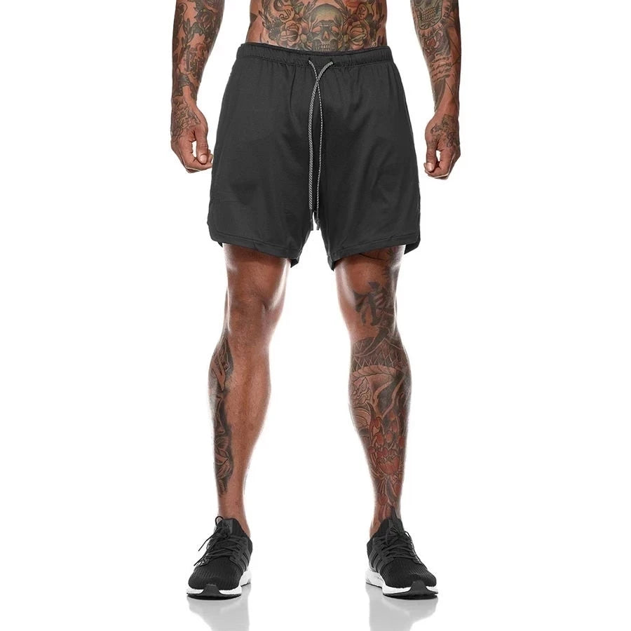 Gyms Fitness Shorts Men Sports 2 In 1 Double