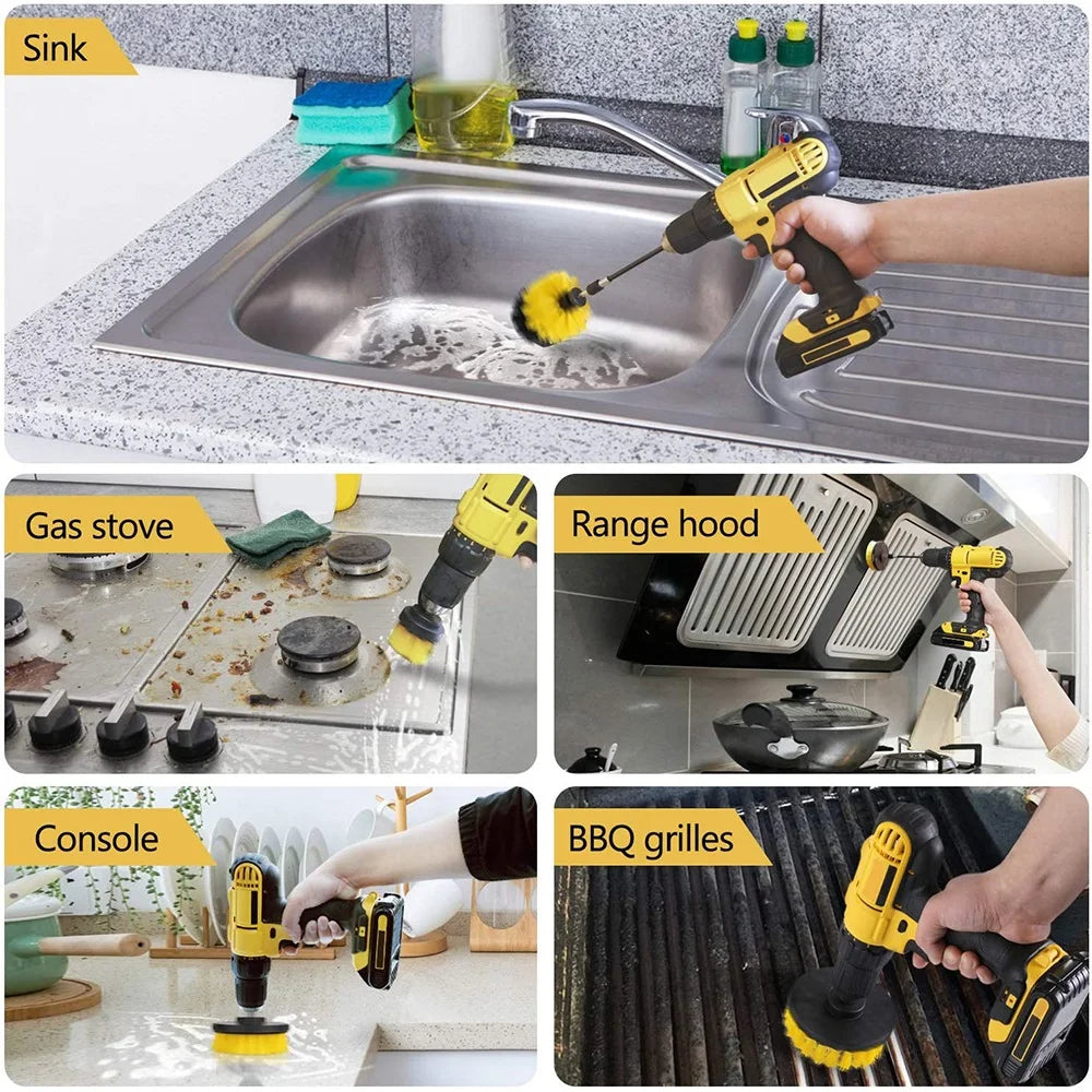 Electric Drill Brush Cleaning For Bathroom Kitchen 12 PCS