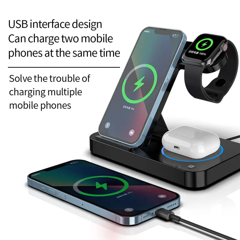 Foldable Wireless Charging Station For iPhone, Samsung Galaxy