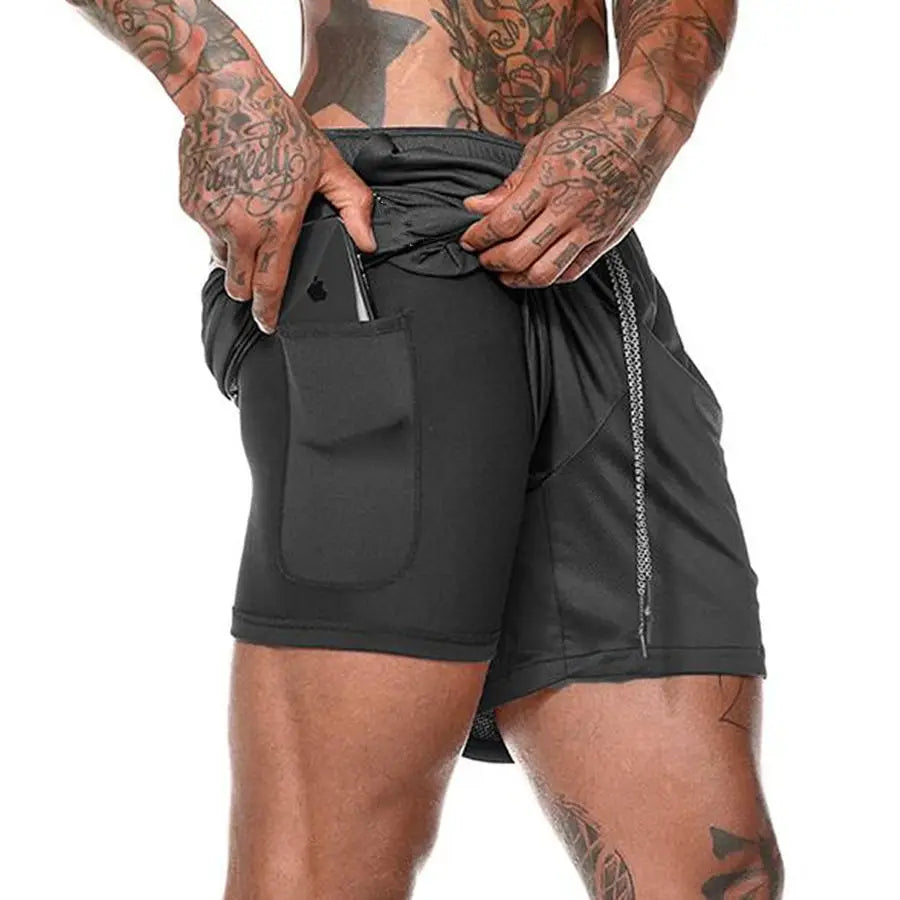 Gyms Fitness Shorts Men Sports 2 In 1 Double