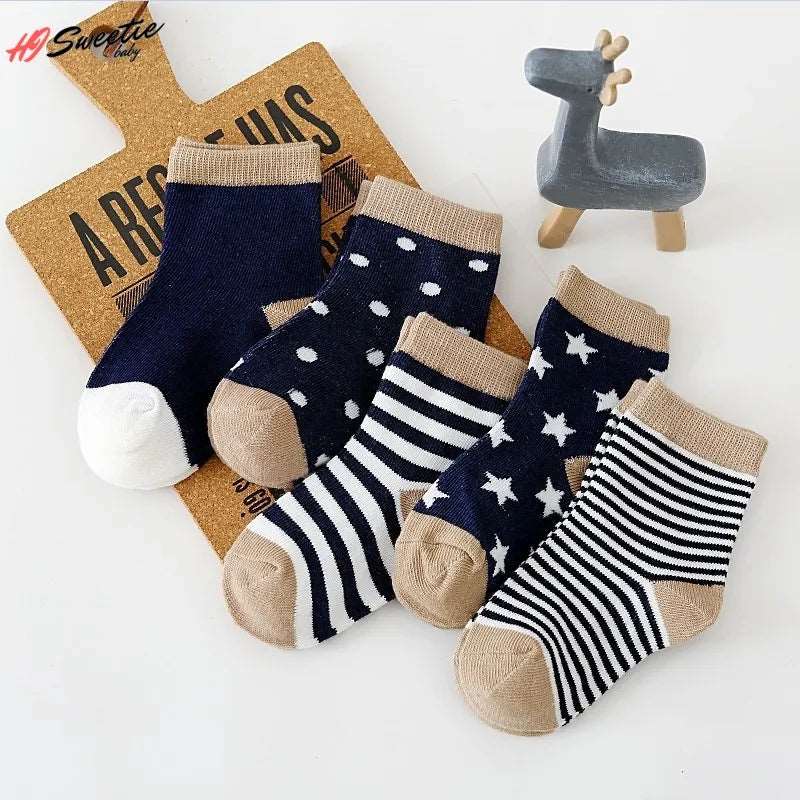 5Pairs Baby Socks Newborn Baby Boy Socks 0-1-3-7y