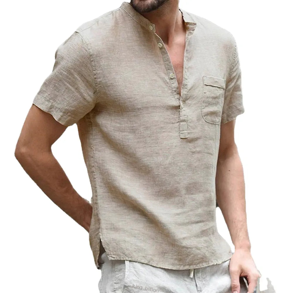 New Men's  T-shirt Cotton Linen