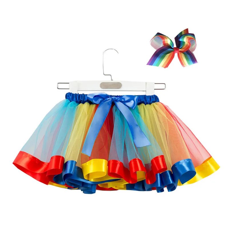 Mini Rainbow Tulle Dance Skirt for Princesses