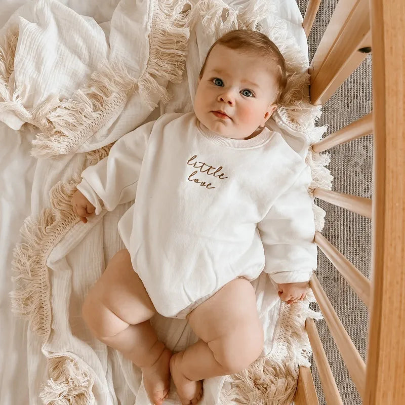 Romper with embroidered letters for newborn