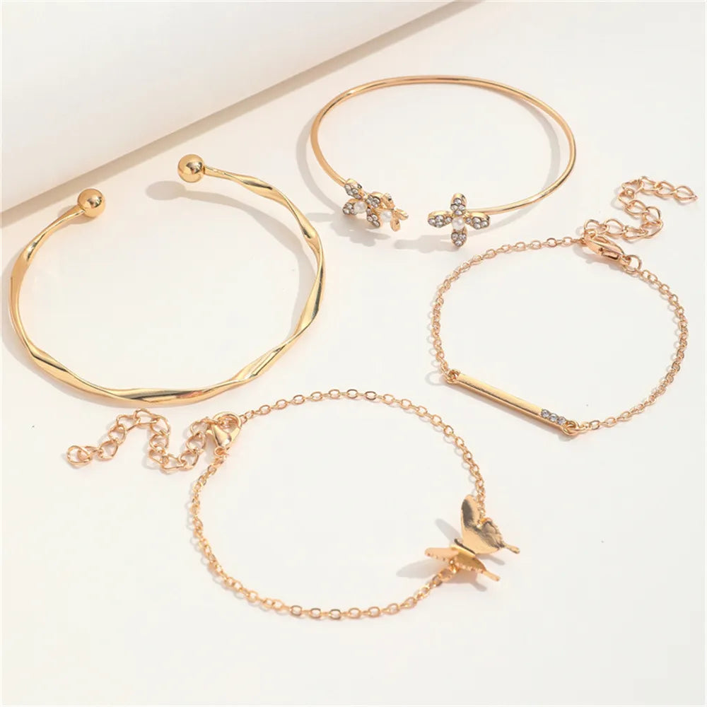 Set of 4 Stainless Steel Butterfly Bracelet