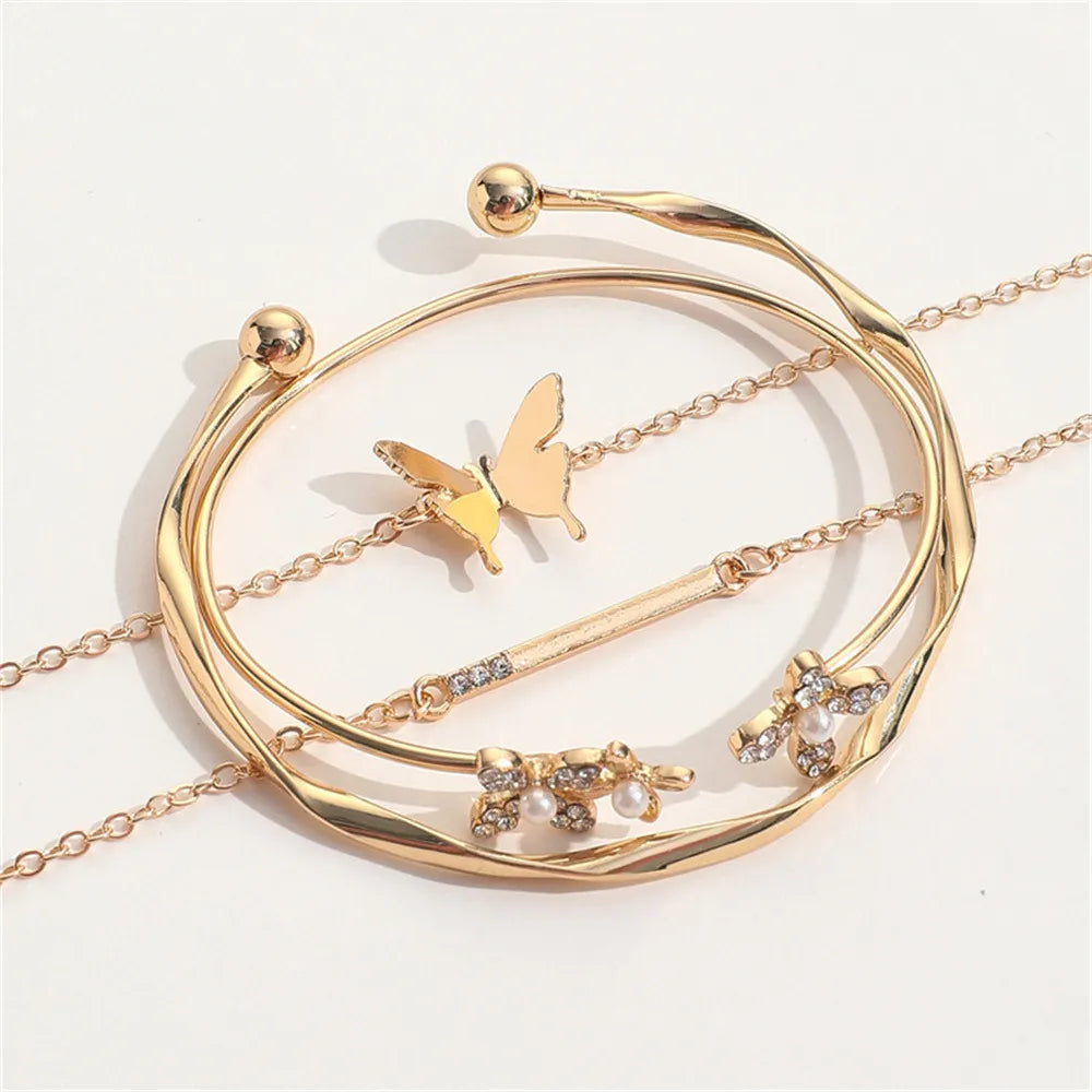 Set of 4 Stainless Steel Butterfly Bracelet