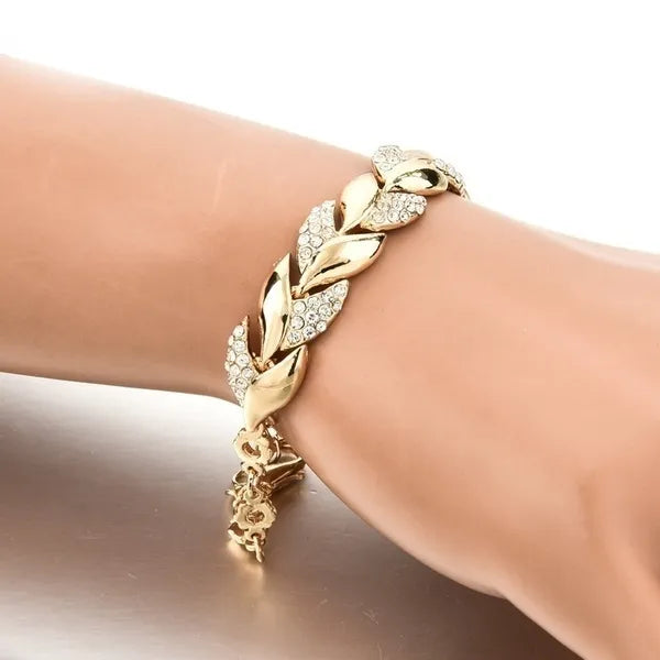 Crystal Golden Leaf Bracelet