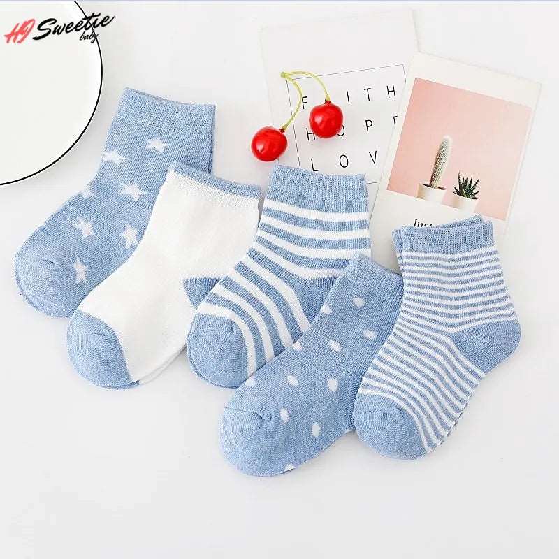 5Pairs Baby Socks Newborn Baby Boy Socks 0-1-3-7y