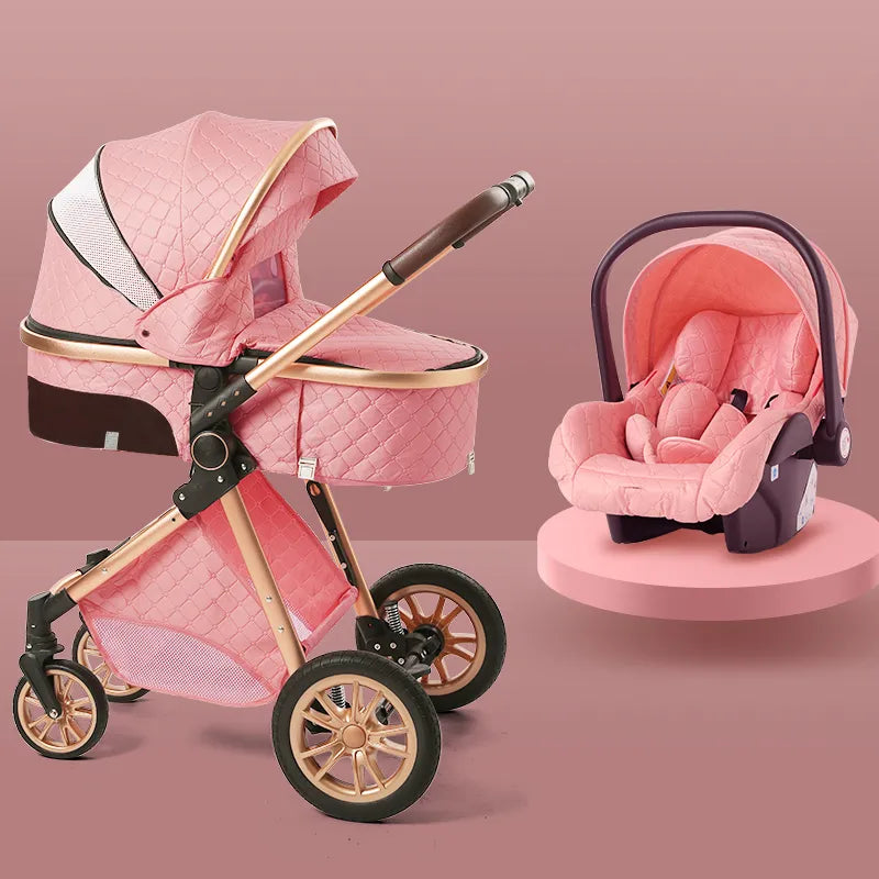 Luxury portable baby stroller 3 in 1, high landscape baby trolley, can sit, can lie,